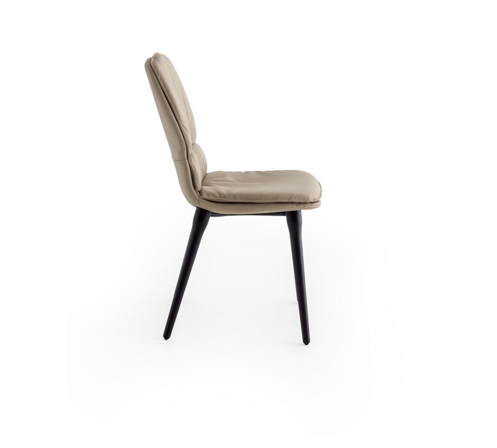 Coco upholstered chair in Tortora leather and dark oak wood frame by Morica Design