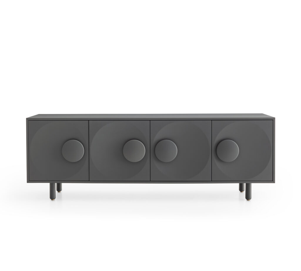 modern sideboard in grey laquered wood with 4 doors