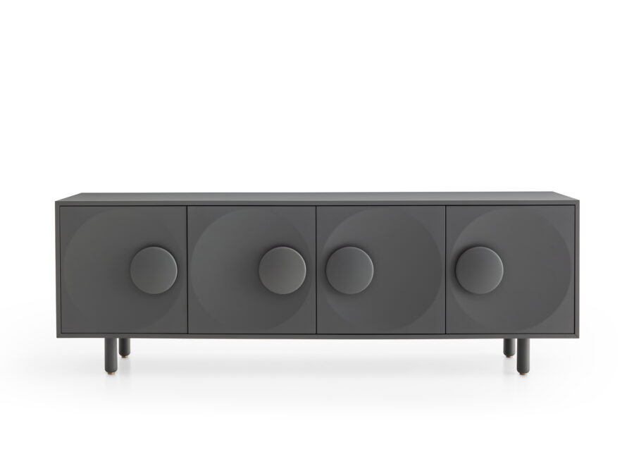 modern sideboard in grey laquered wood with 4 doors