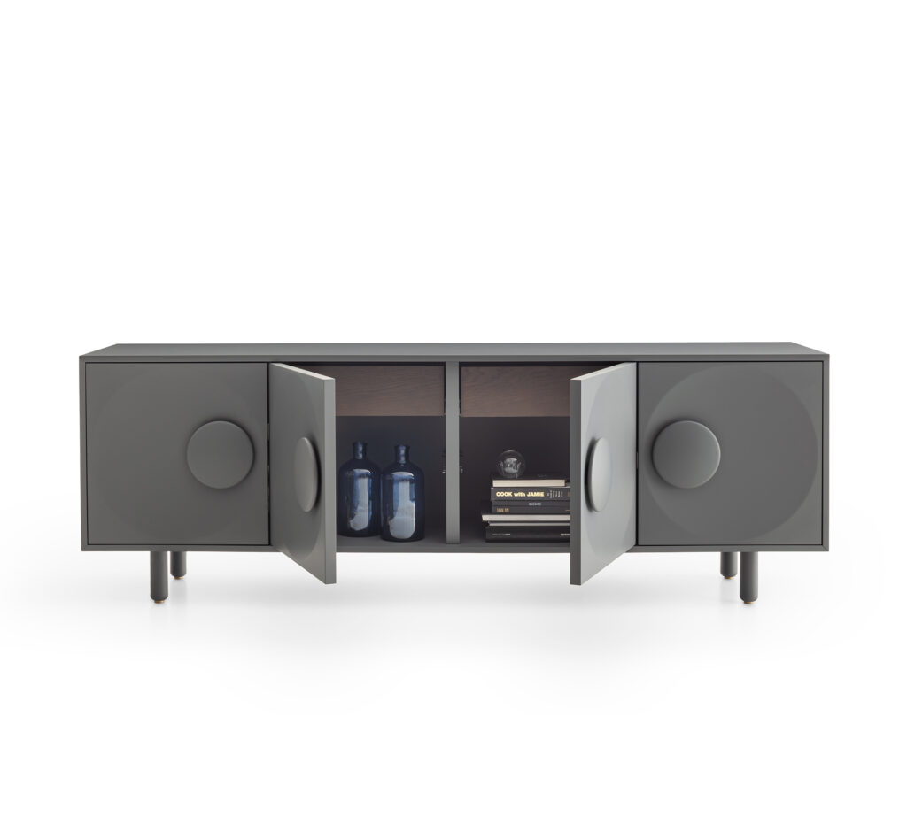 Modern anthracite lacquered Bardot sideboard with 4 doors by Morica Design