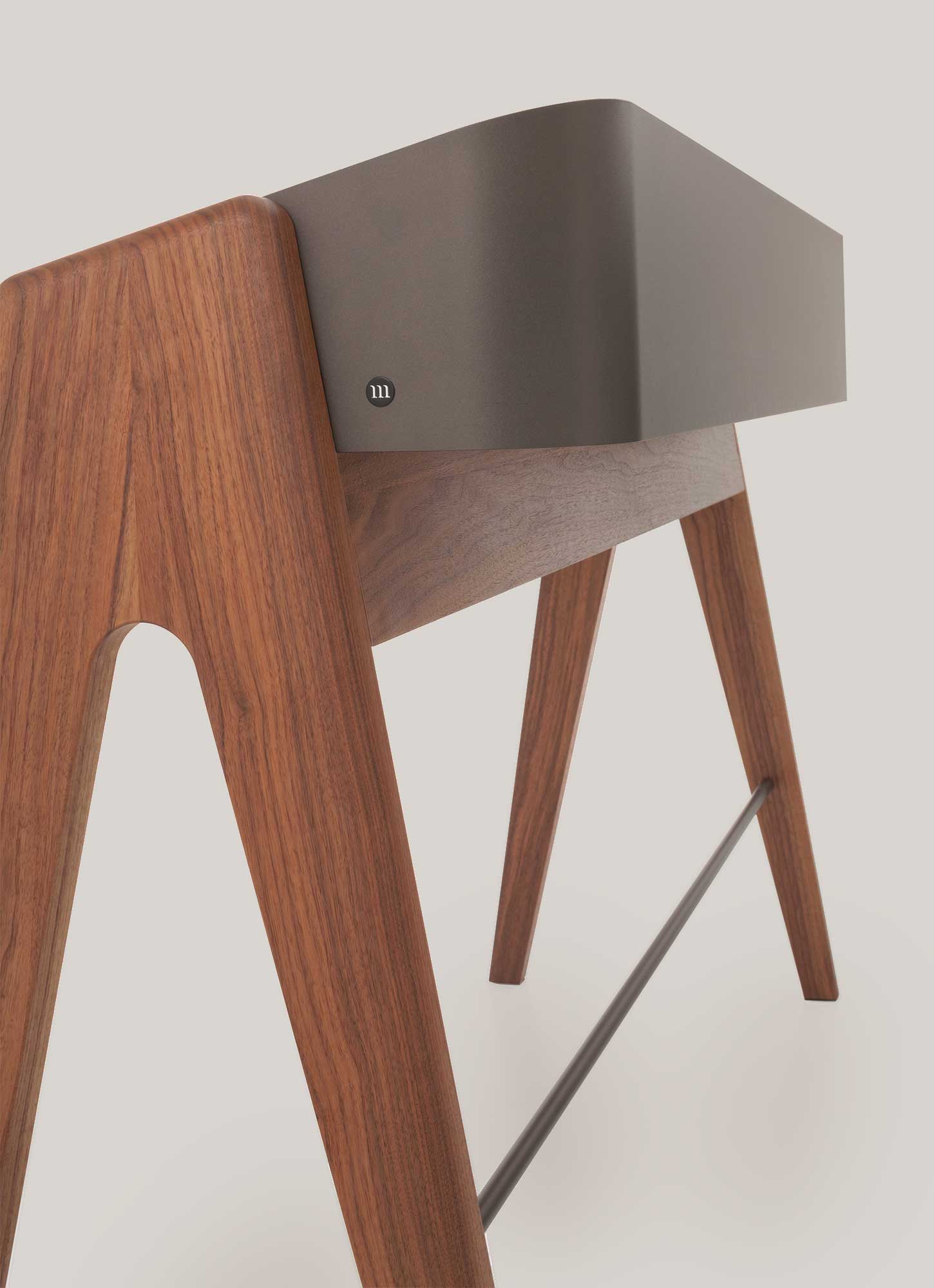 Dettaglio porteriore scrittoio Bavero by Morica Design