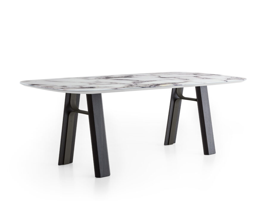 Rectangular big table in wood, metal and glass