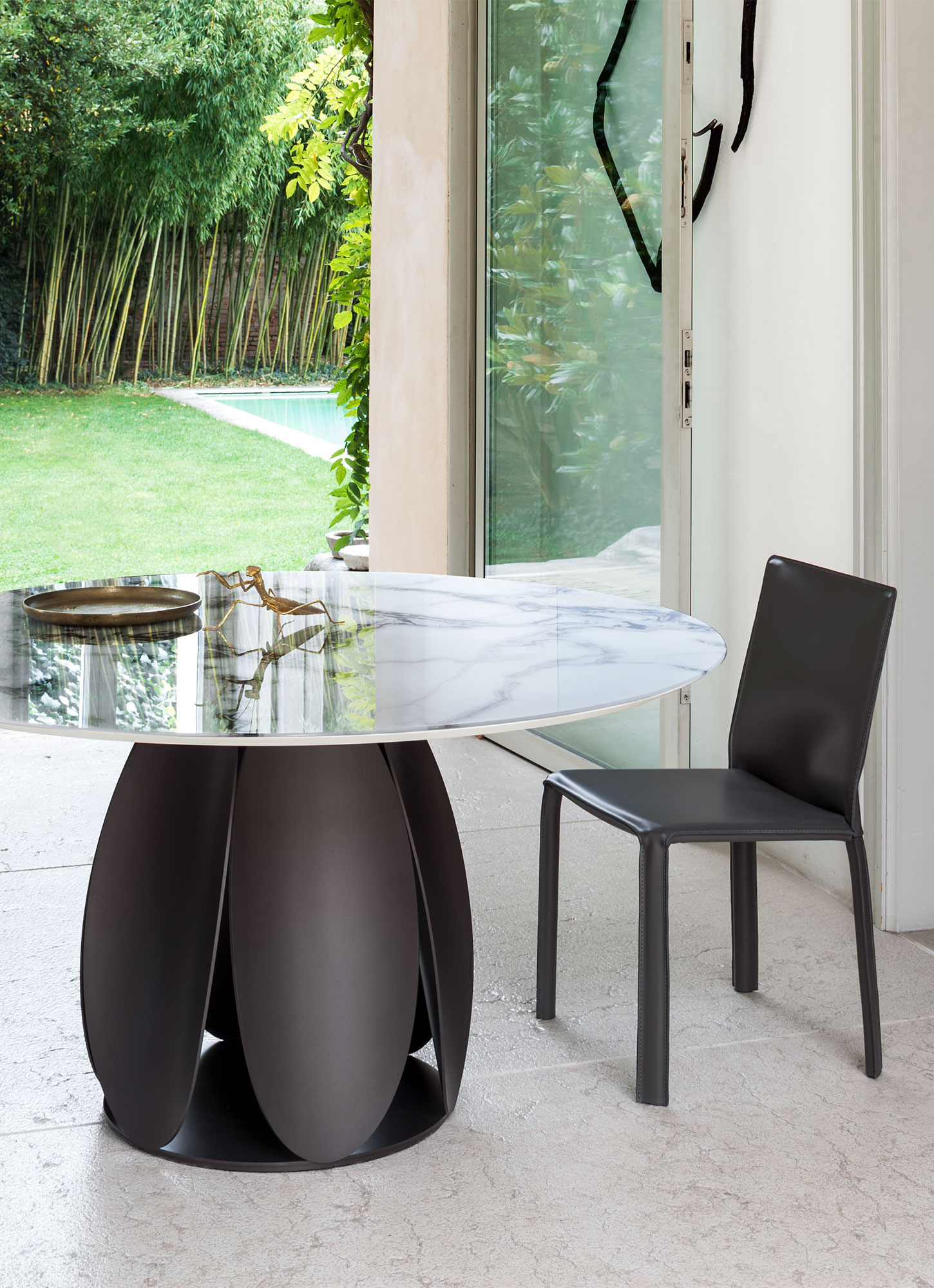 Tavolo tondo Tulipano vetro