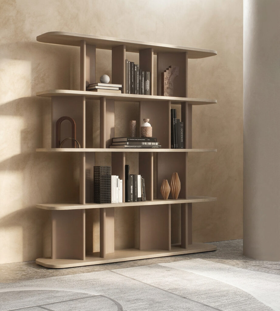 Parentesi offre doppia accessibilità e un design scultoreo, ideale per separare ambienti e decorare con stile.