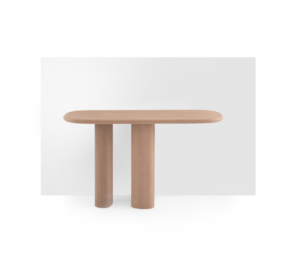 Consolle Sequoia con finitura in Marmorino Terracotta.